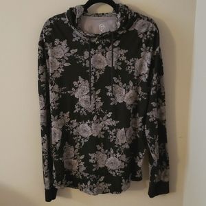 Black and Gray Floral Hoodie